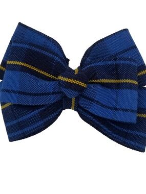 Back to School Uniform Plaid Small Bow with Heart Button Center- Plaid 92